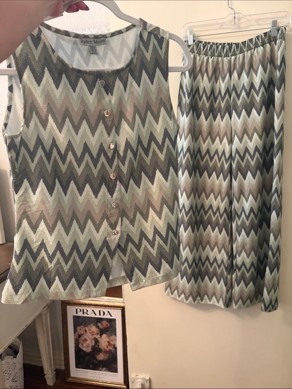 Green Chevron Knit Pantsuit